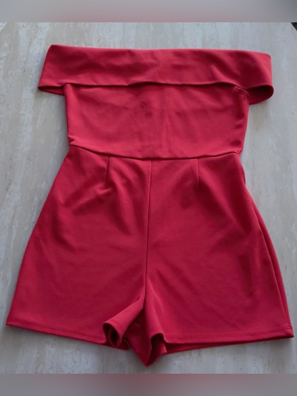 Charlotte Russe Off-Shoulder Red Romper Playsuit